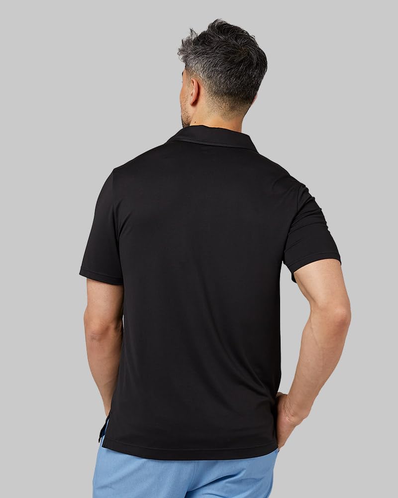32 Degrees Men's Cool Classic Polo | Slim Fit | Moisture Wicking | 4-Way Stretch | Golf | Tennis, Black, Large - Image 3